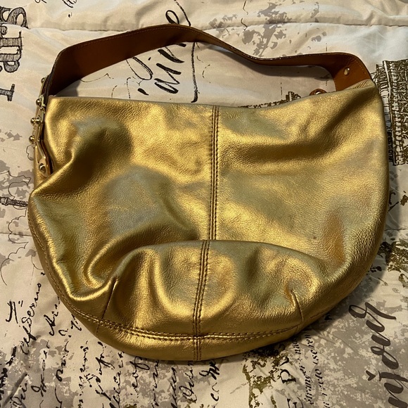 Hobo like purse. Gold color. Michael Kors bag. - Picture 1 of 6